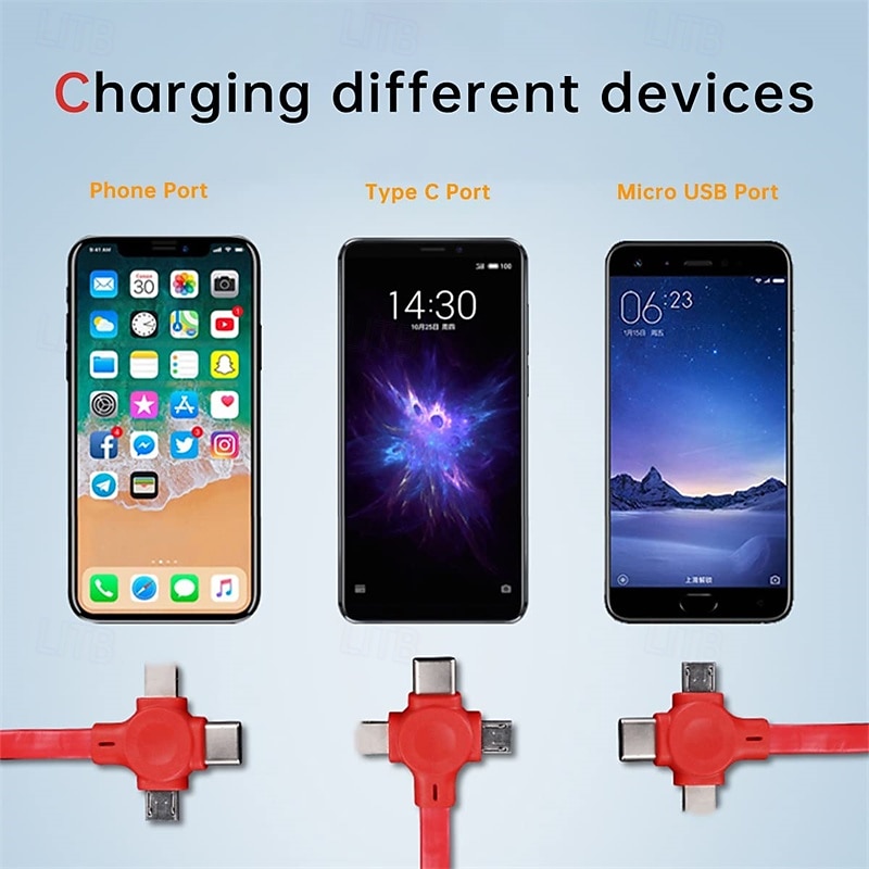 Confezione da 2 cavi di ricarica retrattili 3 in 1 con supporto per telefono, cavo di ricarica multi USB per iPhone, tipo C, micro USB, colori macaron, cavo di ricarica da viaggio portatile del 2026 a $16.99 –P4