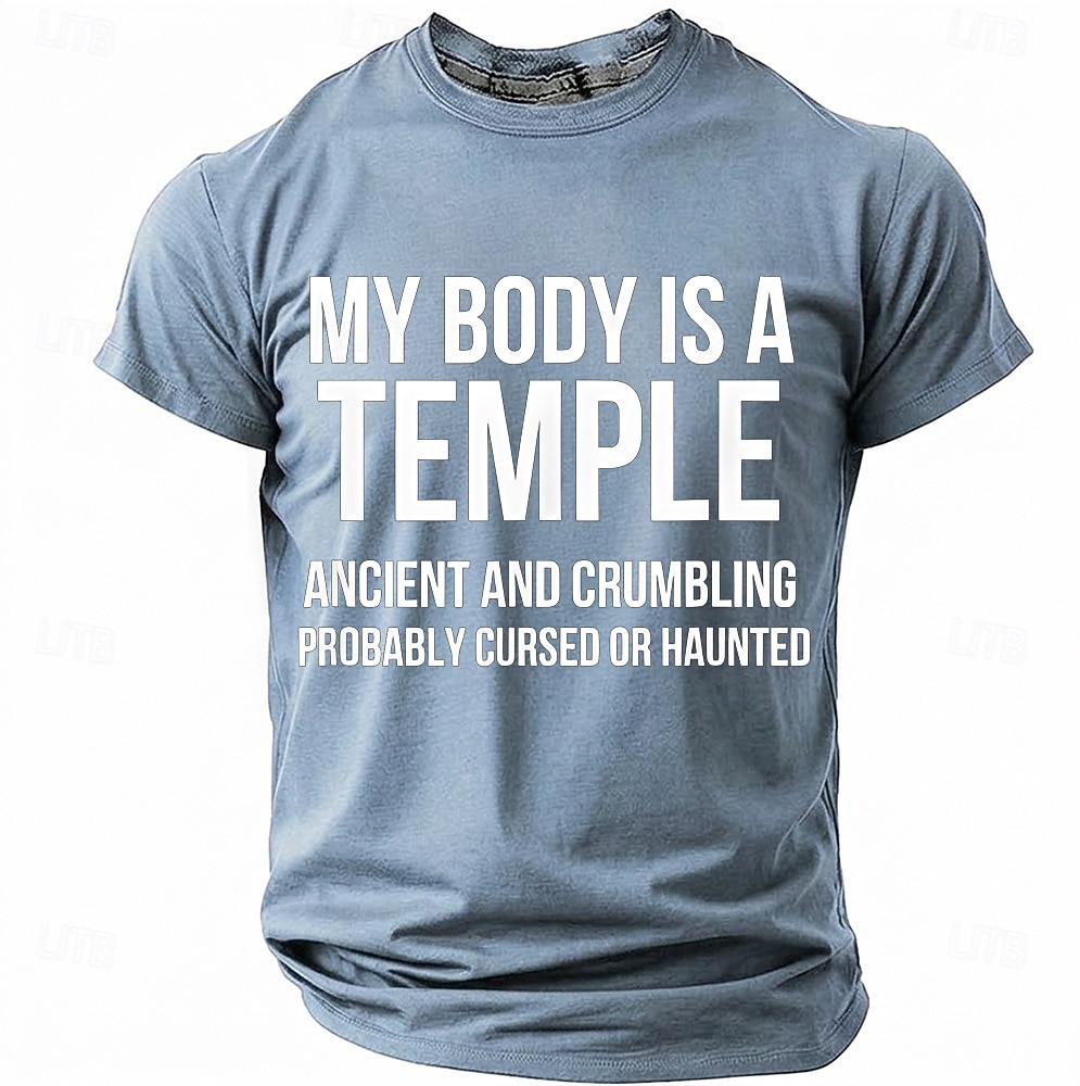 Corpul meu este un templu antic, blestemat, bântuit, tricou amuzant, sarcastic, cu umor, grafic, guler rotund, mânecă scurtă, cadou de ziua de naștere pentru el, cadou de glumă, haine de designer 2026 - $18.99 –P6