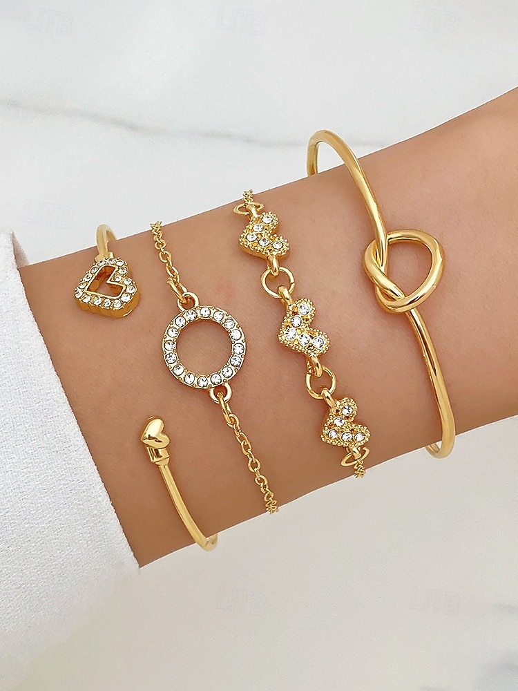 Set di 4 bracciali da donna in lega, stile bohémien, impilabili, perfetti per le vacanze al mare, l'uso quotidiano e gli outfit estivi. del 2026 a $7.99 –P2