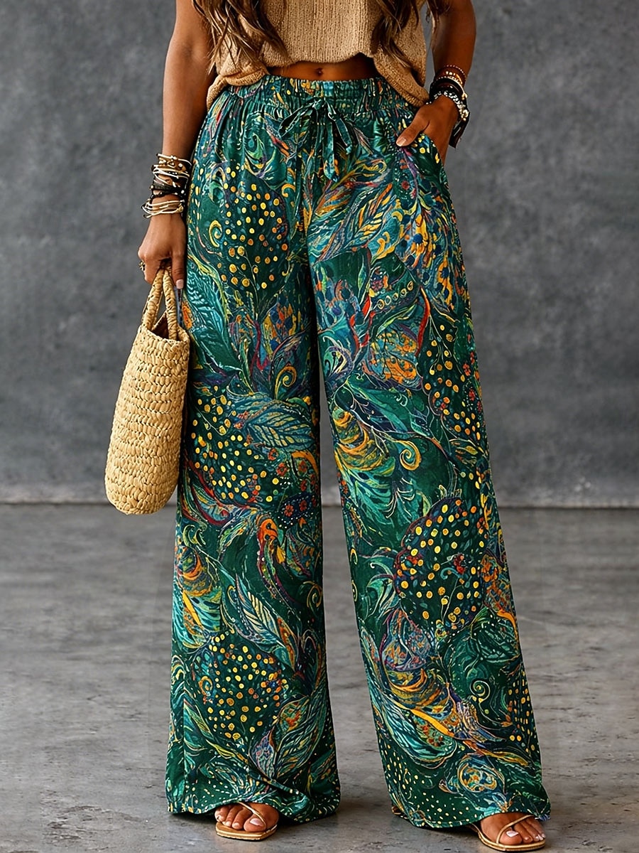 Per donna Culotte Gamba Larga Gamba larga Chinos Vacanza Vintage Stile Etnico Lunghezza intera Vita Alta Floreale Grafico Coulisse Stampa Asciugatura Rapida Traspirabilità Morbido Inelastico Casuale del 2026 a $44.99 –P3