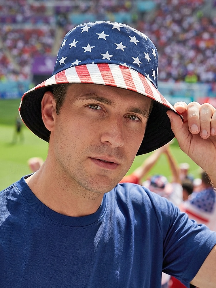 Wendbarer Herren-Fußballhut aus Polyester mit US-Flaggenmuster, leichte Kappe für Fans am Spieltag, für Anhänger, Freizeitsport und Outdoor-Aktivitäten 2026 - $11.99 –P1