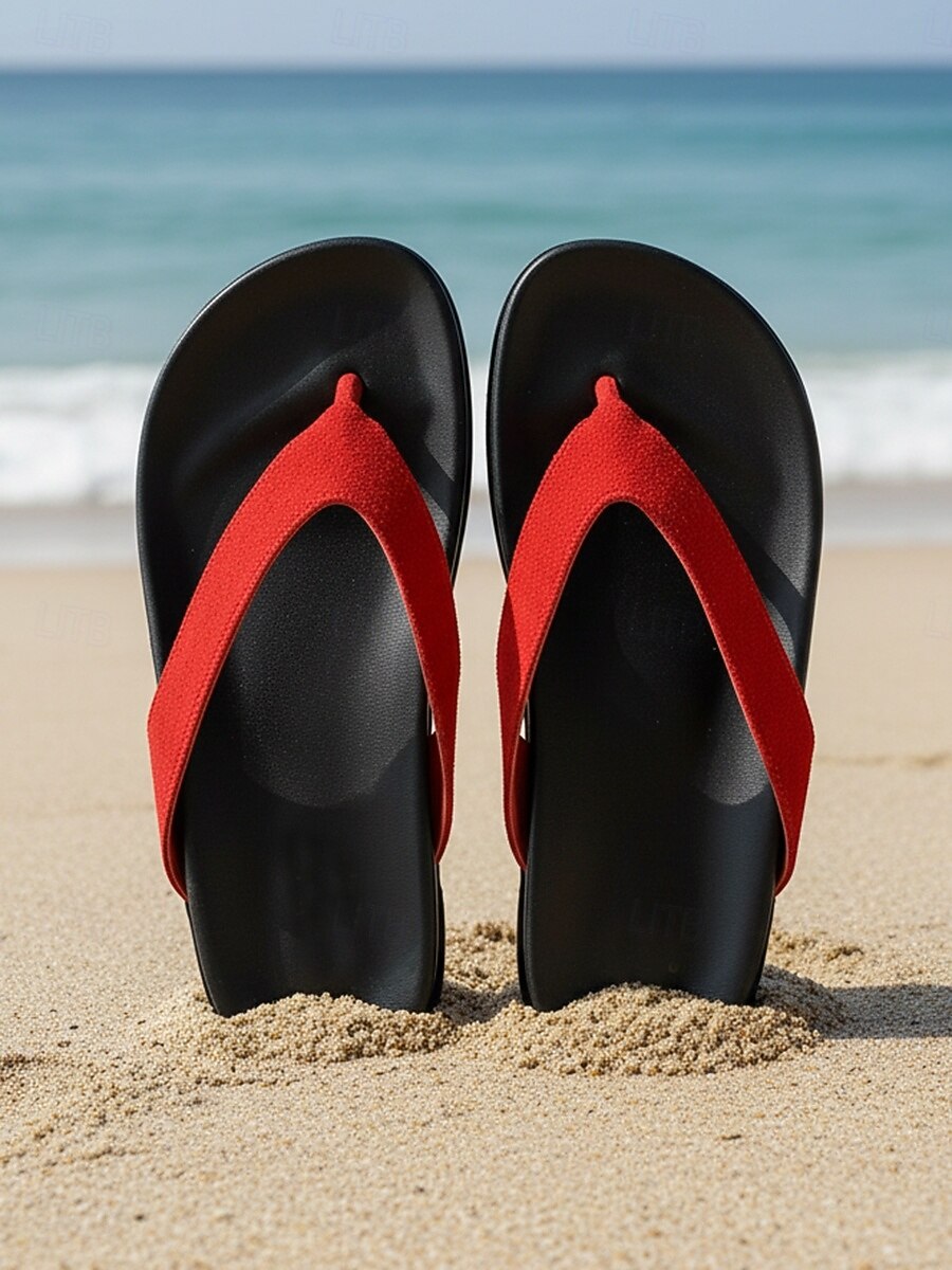 Infradito da spiaggia rosse da donna - sandali infradito leggeri in pelle scamosciata con suola antiscivolo per vacanze estive al mare e spiagge sabbiose &vacanze su isole tropicali del 2026 a $46.99 –P2