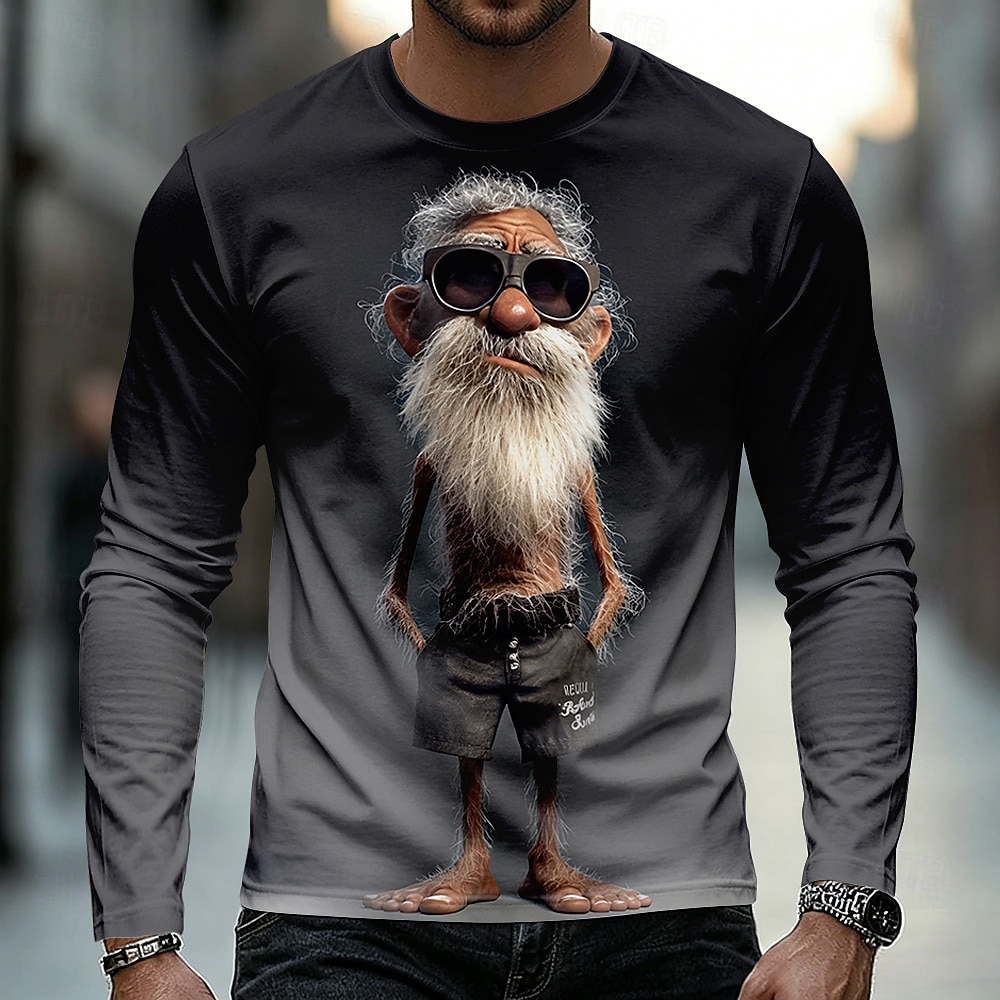 Hombre Old Man Camiseta Manga Larga Camiseta Impresión 3D Cuello Barco Camisa Casual Diario Vacaciones Calle Azul Piscina Negro Rojo Verano Primavera Otoño Ropa S M L XL 2XL 3XL 2026 - $19.99 –P5