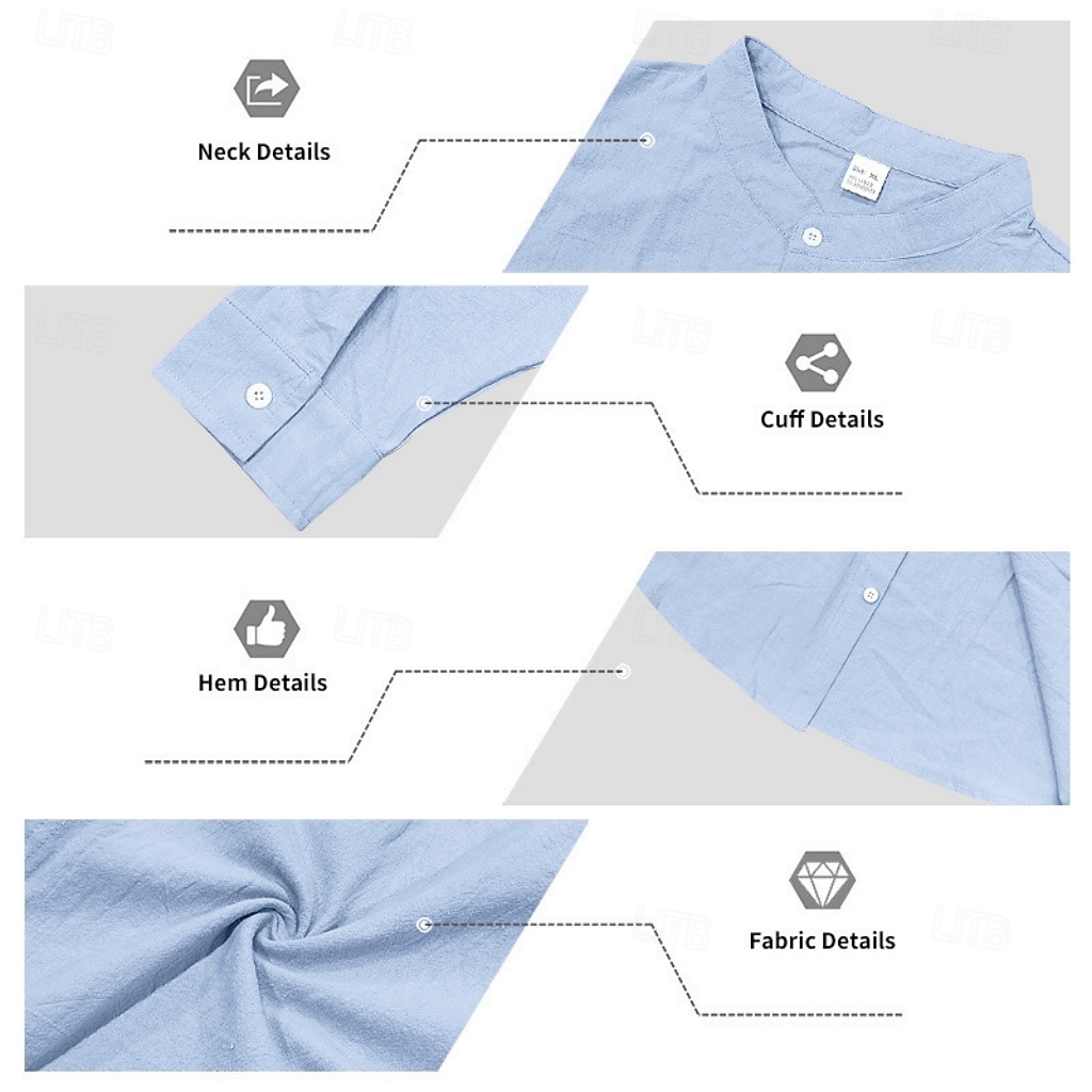 Homme Chemise en lin Deux pièces Ensemble Chemise Et Pantalons en Lin Pantalons Pantalon décontracté Set Uni Quotidien Extérieur Vacances Col grand-père manche longue Été Printemps Mode Occasionnel de 2026 ? $41.99 –P8