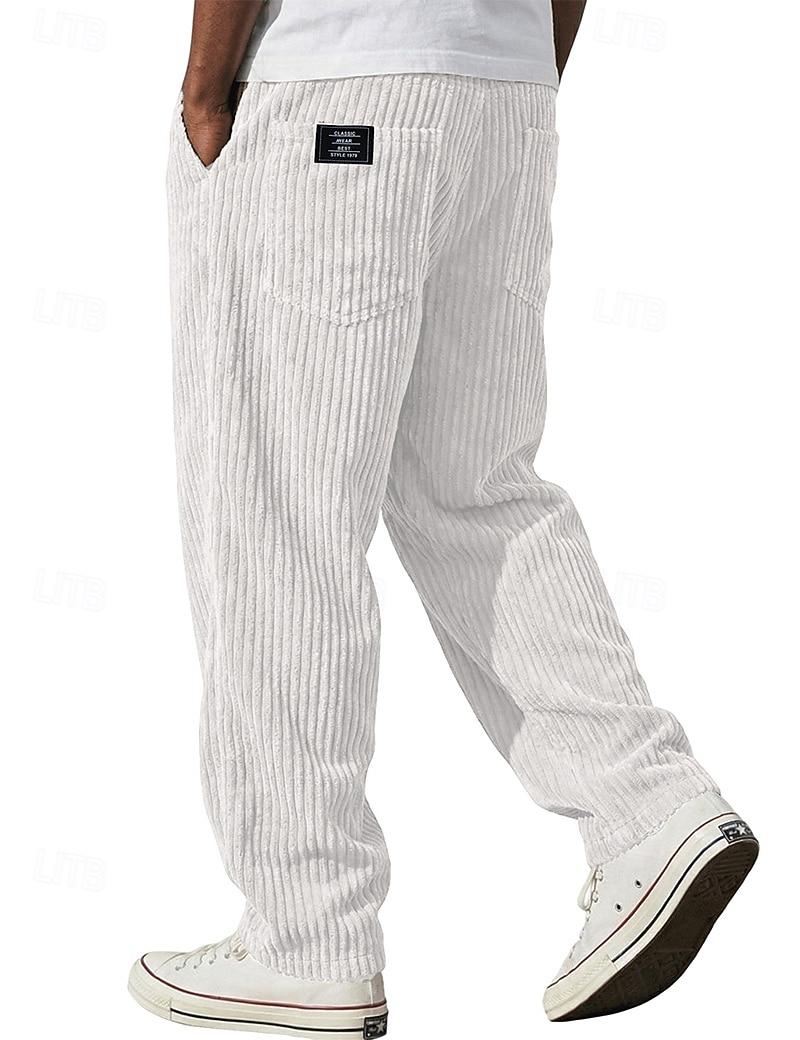 Bărbați Pantaloni Pantaloni Corduroy Pantaloni de iarnă Pantaloni casual Pantaloni largi Cordon Picior drept Culoare solidă Confort Απαλό Lungime totală Casual Zilnic În aer liber Modă Stil Clasic 2026 - $29.99 –P9