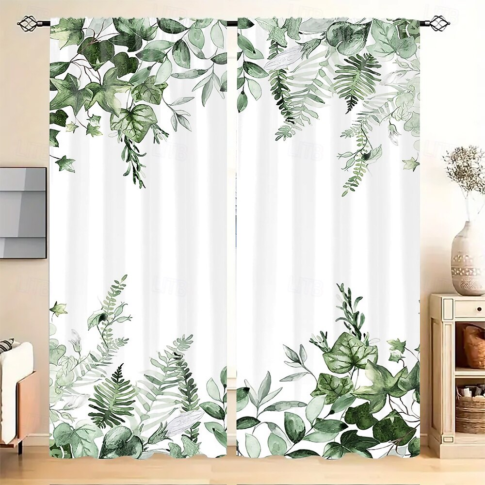 2 kpl kasvi- ja kukkataideverhoja, polyesteri-ikkunaverhot tankotaskulla, vihreät kasvitieteelliset kuvioverhot olohuoneeseen, makuuhuoneeseen, keittiöön, asuntolan sisustukseen, kodin sisustukseen 2026 - €27.99 –P6