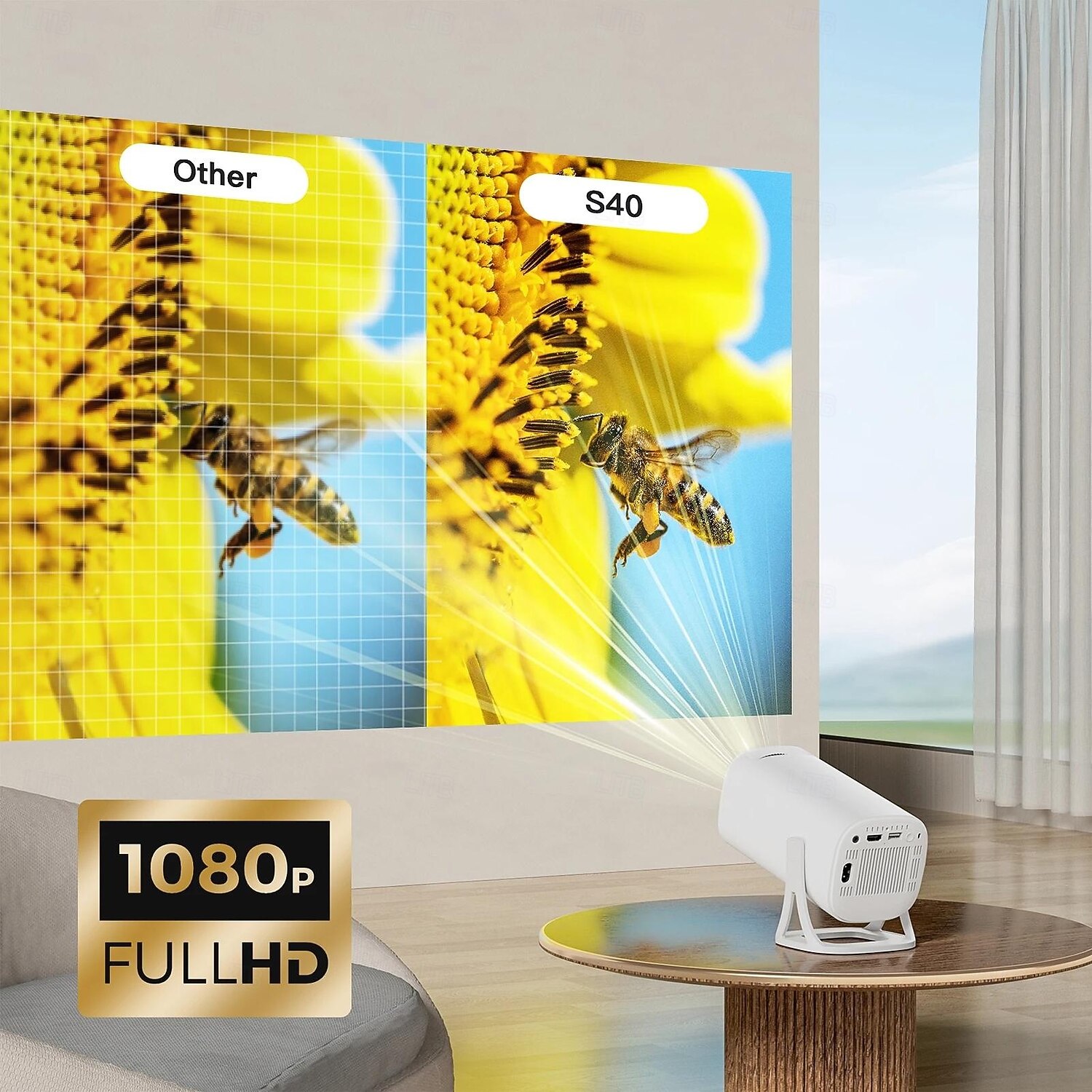 Smart Mini Projector with Android 11.0, WiFi 6 Bluetooth Portable Projector Support 1080P, 180 Degree Rotatable Movie Projector with Auto Keystone, Home Cinema Projector for iOS/Android/HDMI 2026 - $95.99 –P4