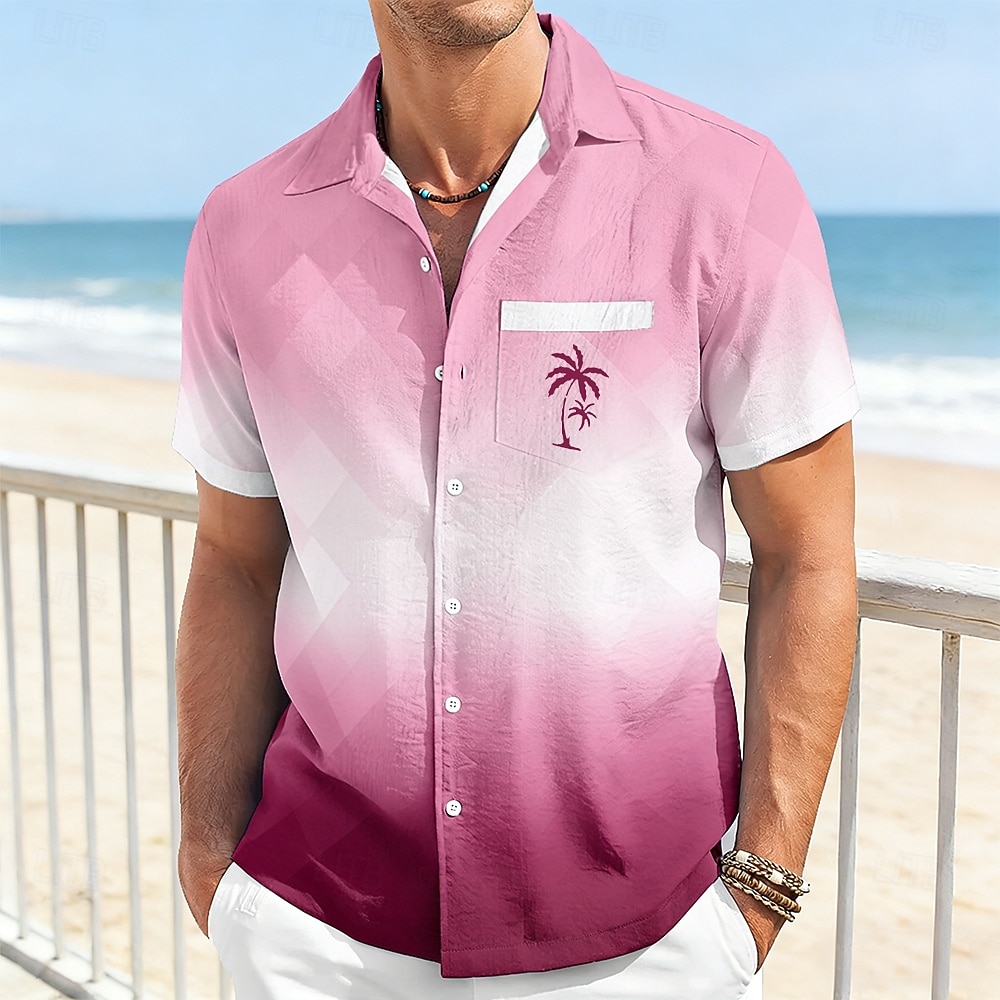Per uomo Albero di Cocco Colore sfumato Piante Tropicali Camicie hawaiane Camicia stropicciata Camicia di Seersucker Manica Corta Hawaiano Vacanza al Mare Estate Primavera Collo ripiegato Morbido del 2026 a $25.99 –P4