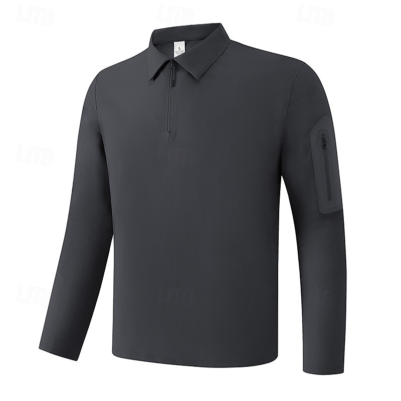 Men's Solid Colored Running T-Shirt Compression Shirt Casual Polo Shirts Running Shirt Summer Spring Quarter Zipper Long Sleeve Quick Dry Lightweight Moisture Wicking Gym Workout Active Training 2026 - $25.99 –P7