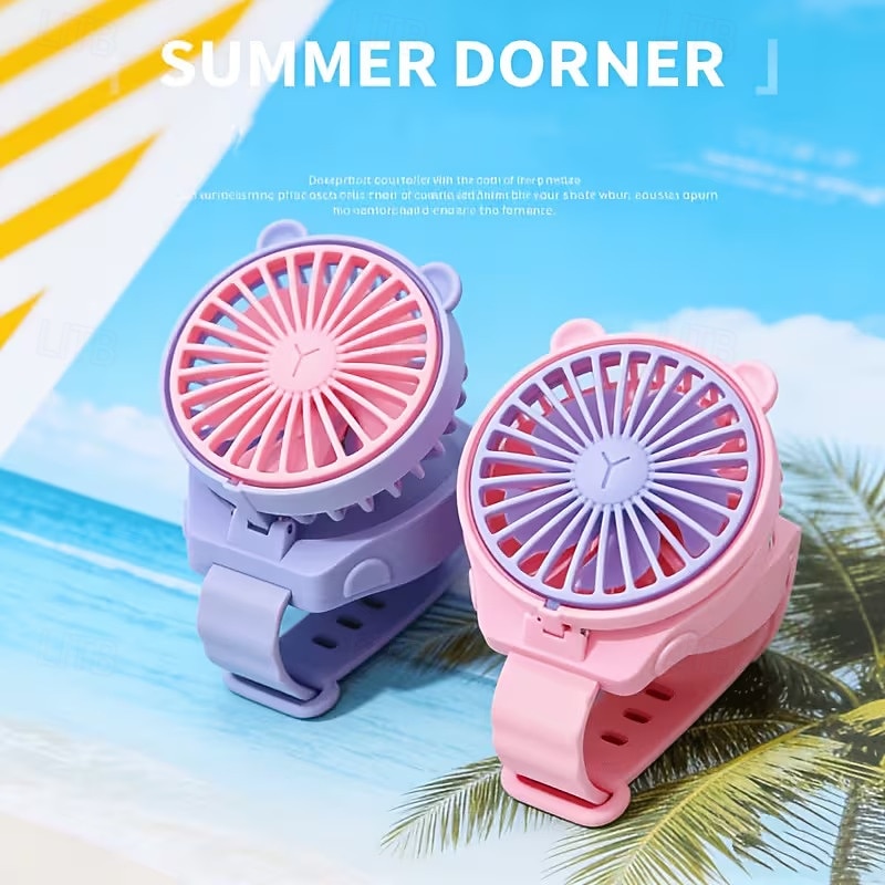 Přenosný náramkový ventilátor pro děti, nositelný osobní ventilátor s hodinkami pro dívky a chlapce, USB dobíjecí mini ventilátor s nastavitelným úhlem, malý hands-free ventilátor do školy, na cesty, 2026 - $16.99 –P3