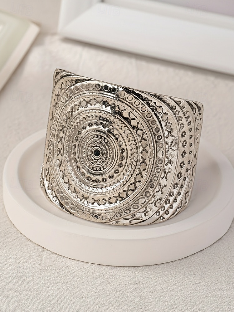 Brățară tip manșetă boemă din aliaj pentru femei, cu model deschis, din aur și argint, pentru vacanță la plajă, ținută casual zilnică, stil resort și bijuterii de vară. 2026 - $7.99 –P5