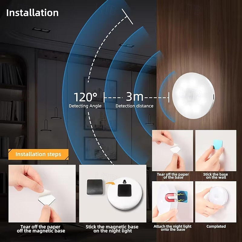 2 luci notturne con sensore di movimento, luci notturne a LED ricaricabili con batteria a lunga durata, luci da parete magnetiche wireless per armadi, scale, corridoi, camere da letto, illuminazione del 2026 a $15.99 –P4