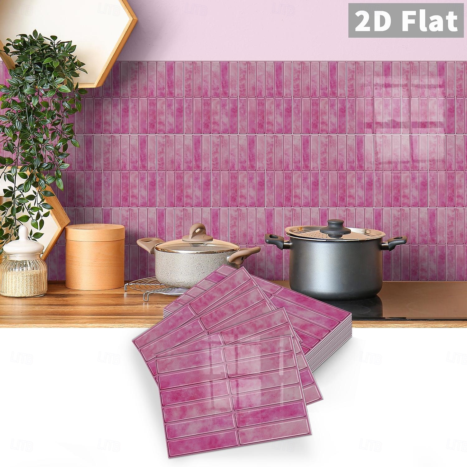 10PCS 17x23cm Peel and Stick Thick Pink Purple Mosaic Pattern PVC Wall Stickers, American Vintage Style Self-Adhesive Removable Wallpaper for Renters, for Bedroom Bathroom Cabinet, Easy to Install 2026 - $32.99 –P13