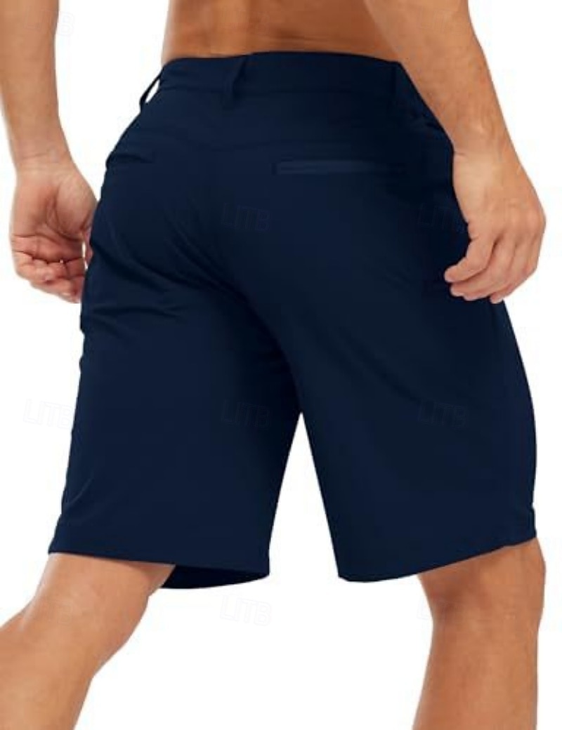 Men's Dress Shorts Business Casual Shorts Golf Shorts Pocket Elastic Waist Plain Waterproof Comfort Knee Length Outdoor Business Work Fashion Streetwear Black Navy Blue Inelastic 2026 - $24.99 –P8