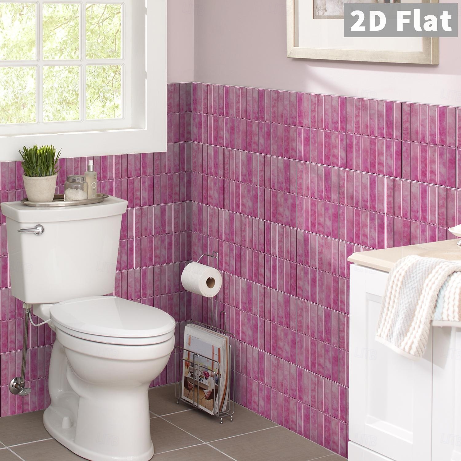 10PCS 17x23cm Peel and Stick Thick Pink Purple Mosaic Pattern PVC Wall Stickers, American Vintage Style Self-Adhesive Removable Wallpaper for Renters, for Bedroom Bathroom Cabinet, Easy to Install 2026 - $32.99 –P8