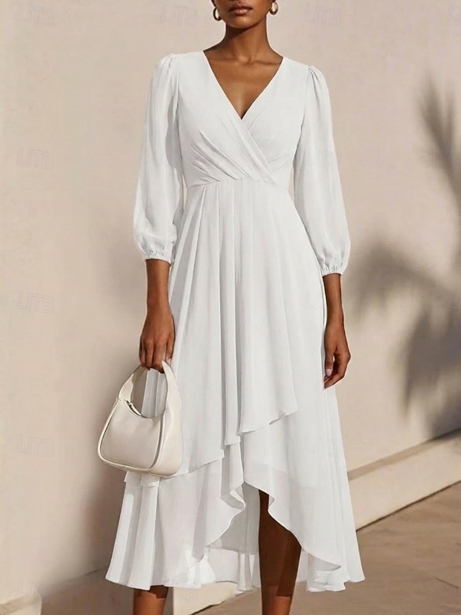 white chiffon swing dress Chiffon Lace Trailing Wedding Large Swing Dress