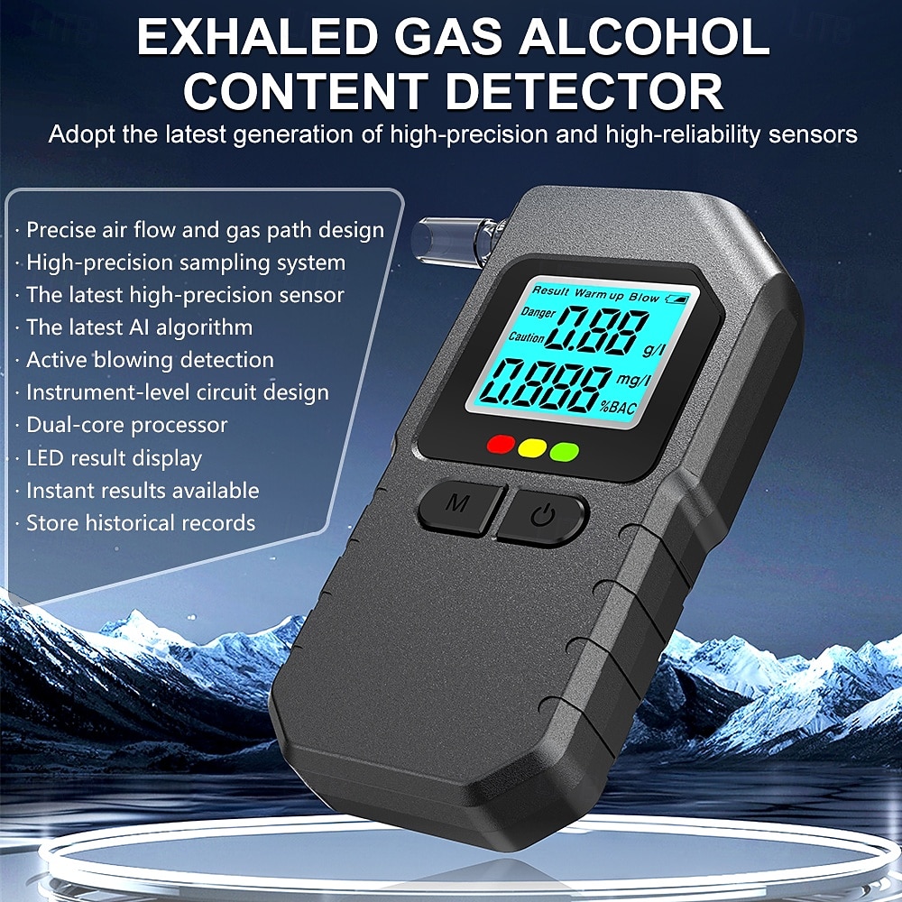 Professional Portable Breathalyzer, Digital Alcohol Tester with LCD Display, High Precision 3-Unit Alcohol Detector (%BAC, g/l, mg/l), 3-Color LED Warning Indicators for Drivers 2026 - $33.99 –P1