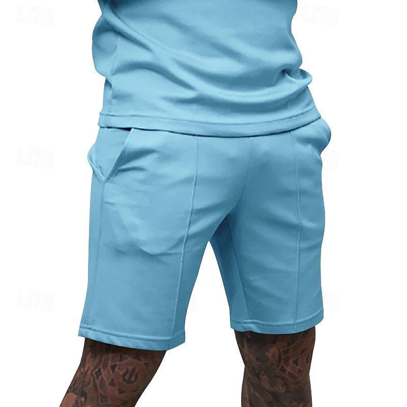 Voor heren Sweat short Korte broek Zomer korte broeken Casual korte broek Zak Elastische taille Effen kleur Comfort Ademend Knielengte Casual Buiten Vakantie Vakantie Modieus Zwart Wit Micro-elastisch 2026 - $17.99 –P17