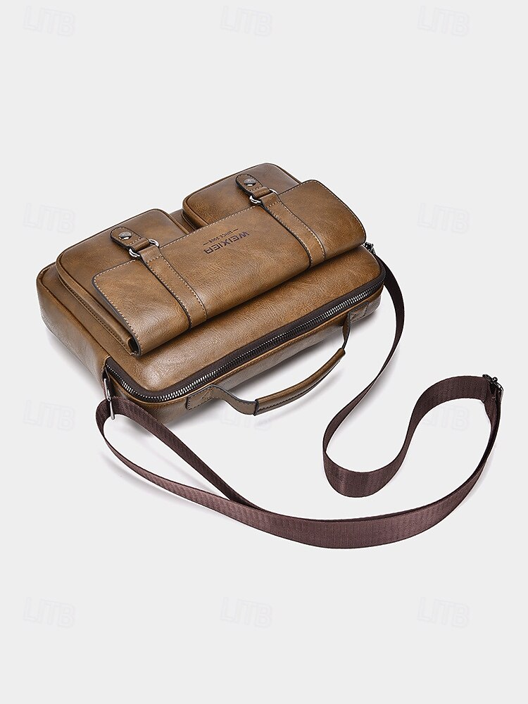 Borsa a tracolla da uomo in similpelle, borsa a mano multi-scomparto di grande capacità con tracolla regolabile, borsa da viaggio elegante e casual per il lavoro e gli spostamenti quotidiani. del 2026 a $19.99 –P9