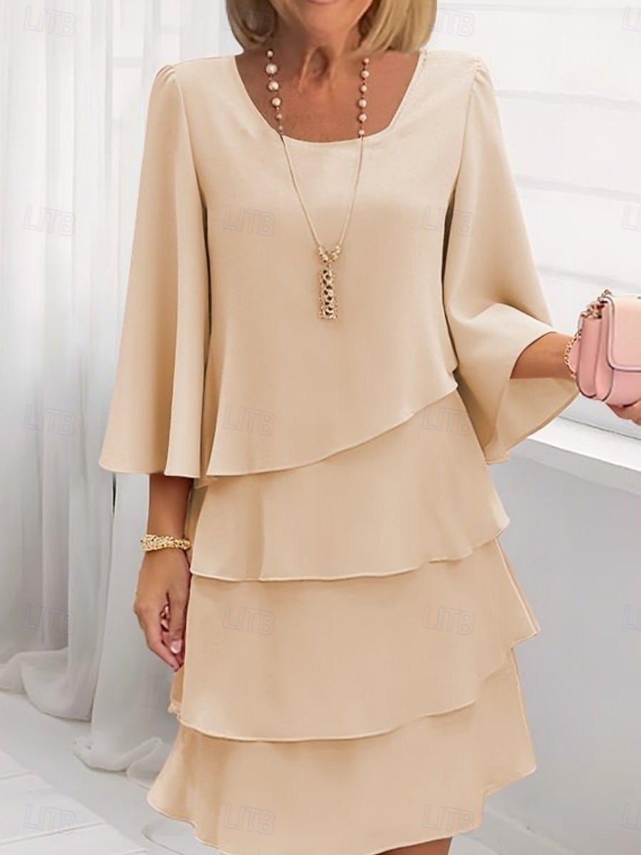 Per donna Mini Abito Vestito Casual Vestito in Chiffon Abito a Strati Elegante Moda Moderno All'aperto Vacanza Uscire Vestibilità comoda Semplice Mezza Manica Girocollo Rosa Rosso Cachi Estate del 2026 a $36.99 –P1