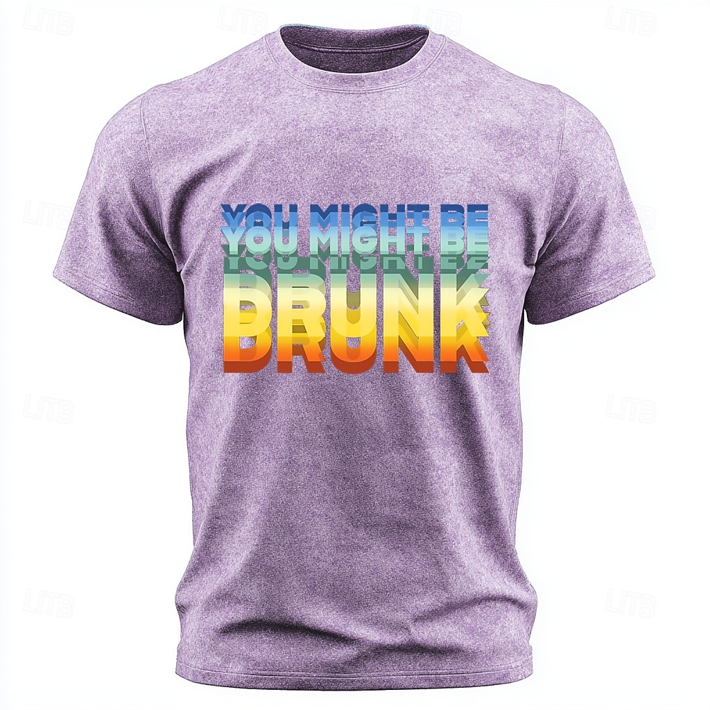 T-shirt homme « You might be drunk acid wash » (délavé à l'acide, couleurs arc-en-ciel, psychédélique, double vision, texte humoristique sur l'alcool), manches courtes, coupe classique, idéal pour les de 2026 ? $18.99 –P3