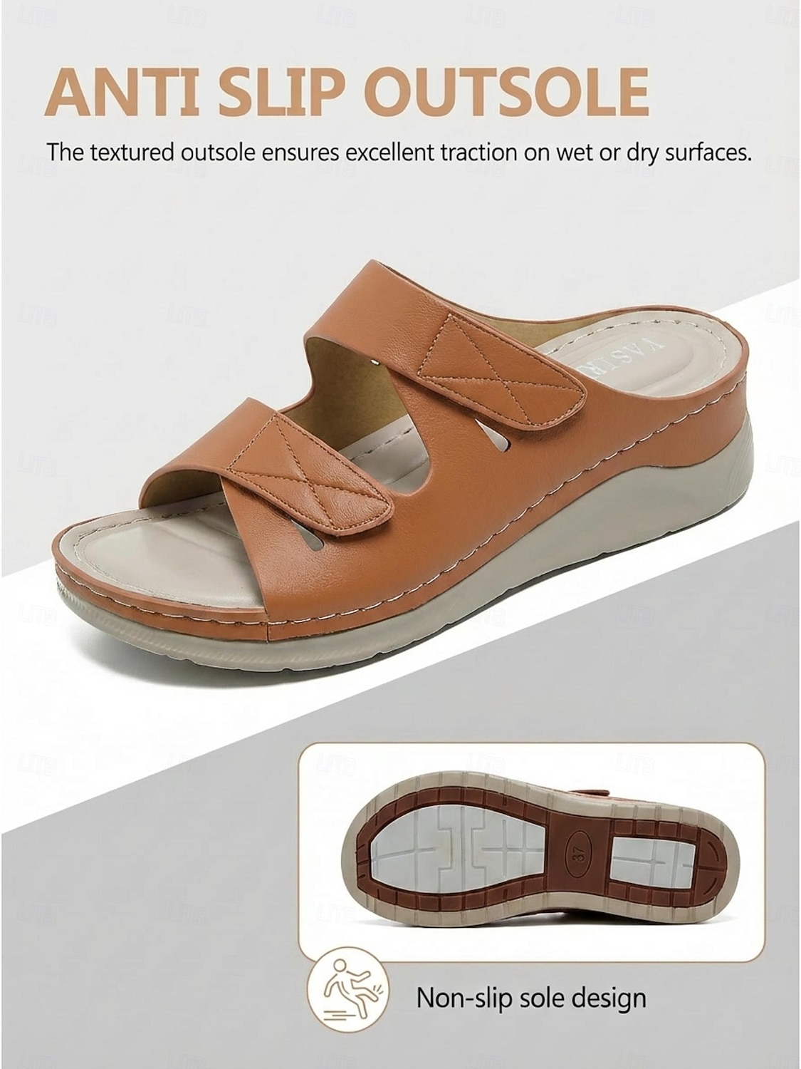 Women's Light Brown Arch Support Comfort Sandals – Double Adjustable Strap Slide Slippers, Soft Cushioned Slip-On Shoes for Home, Travel & Everyday Use 2026 - $34.99 –P4