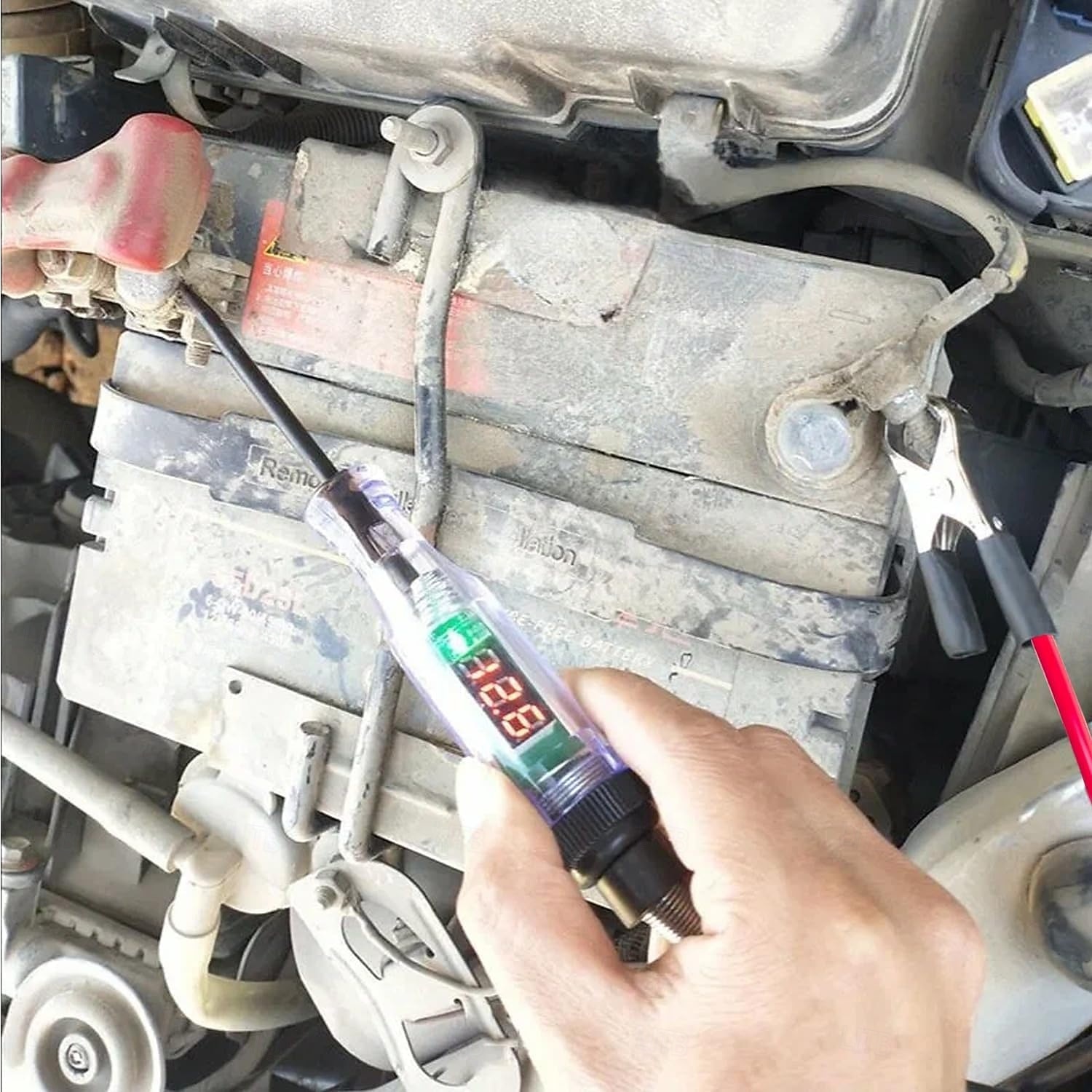 Kfz-Prüflampe mit digitaler LED-Spannungsanzeige (5–110 V), Kfz-Schaltungsprüfer mit Voltmeter &Zweifarbiger Polaritätsindikator, elektrischer Prüfstift mit langer Sonde zum Prüfen von Sicherungen in 2026 - $13.99 –P1