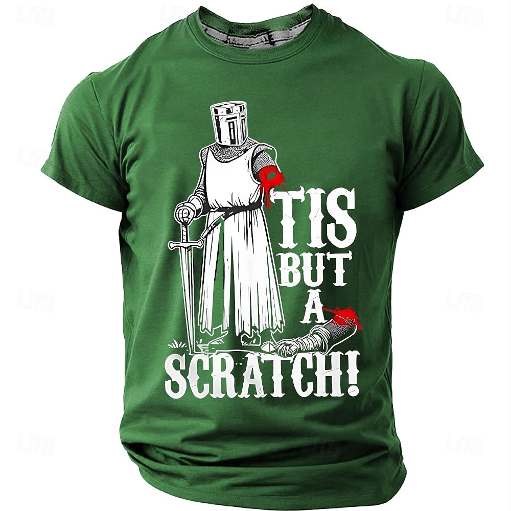 Tis But A Scratch Funny Medieval Knight Men's Sarcastic Movie Quote Humor T Shirt Graphic Crew Neck Short Sleeve Maroon Gift for Movie Fans Designer Clothing Apparel 2026 - $18.99 –P4
