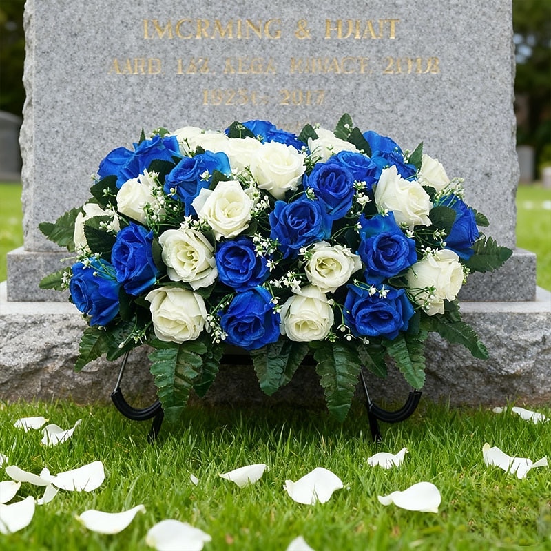 Collier de fleurs artificielles pour pierre tombale, rose, pour la journée du souvenir, décoration de tombe, couleurs inaltérables, installation facile de 2026 ? $45.99 –P9