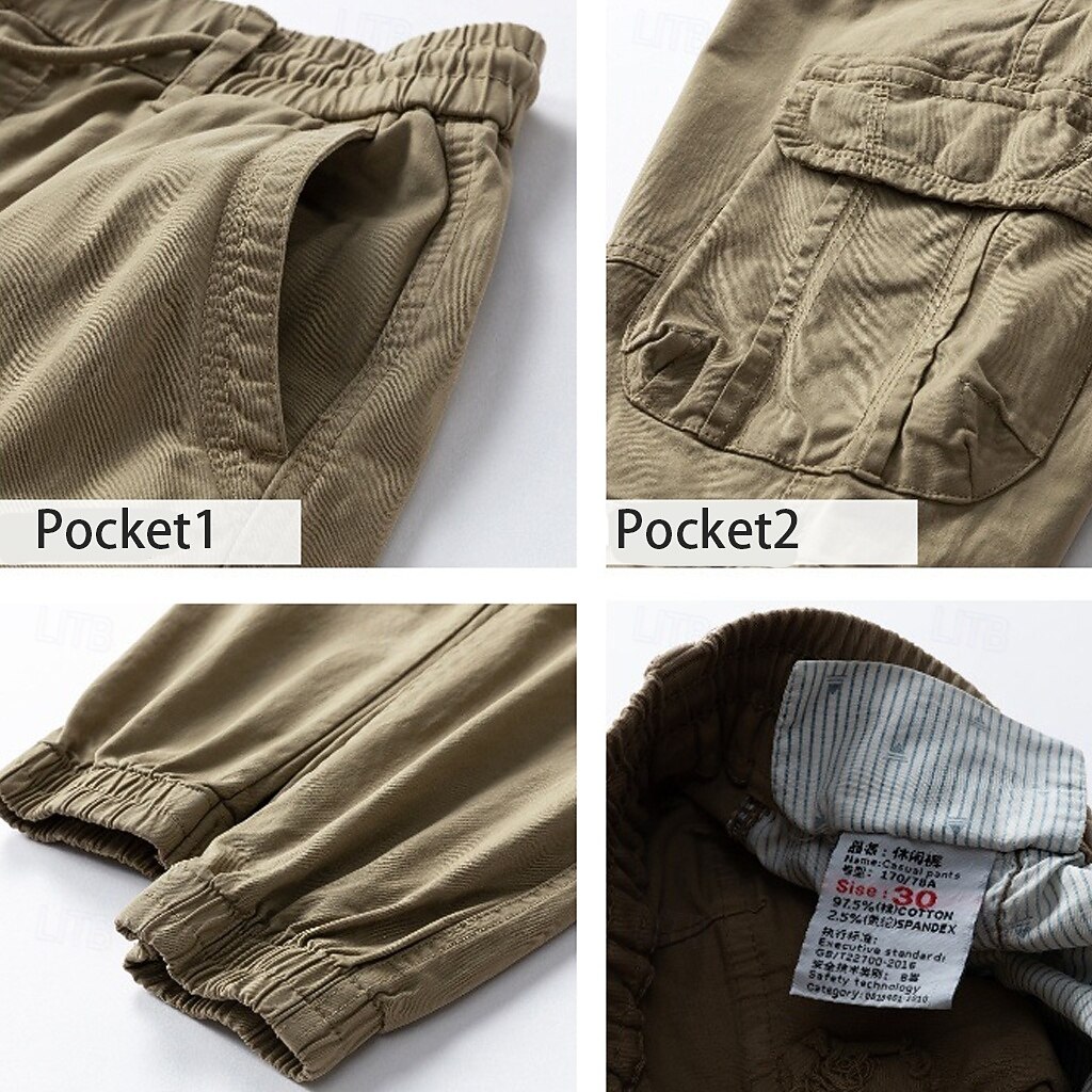 Bărbați Pantaloni cargo Pantaloni casual Παντελόνι πεζοπορίας Cordon Buzunar Simplu Confort Comfortabil Lungime totală Zilnic Casă În aer liber Vacanță Simplu Verde Militar Negru Micro-elastic 2026 - $47.99 –P3
