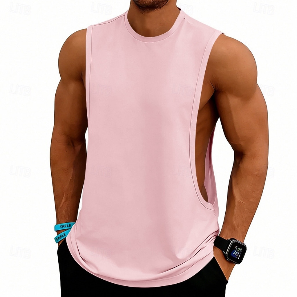 Hombre Camiseta sin mangas Chaleco Camisetas Interiores Camisa sin mangas Sin Mangas Escote Redondo Verano Primavera Plano Moda Deportivo Clásico Puro Casual Gimnasia Calle Negro Blanco Rosa Camiseta 2026 - $13.49 –P2