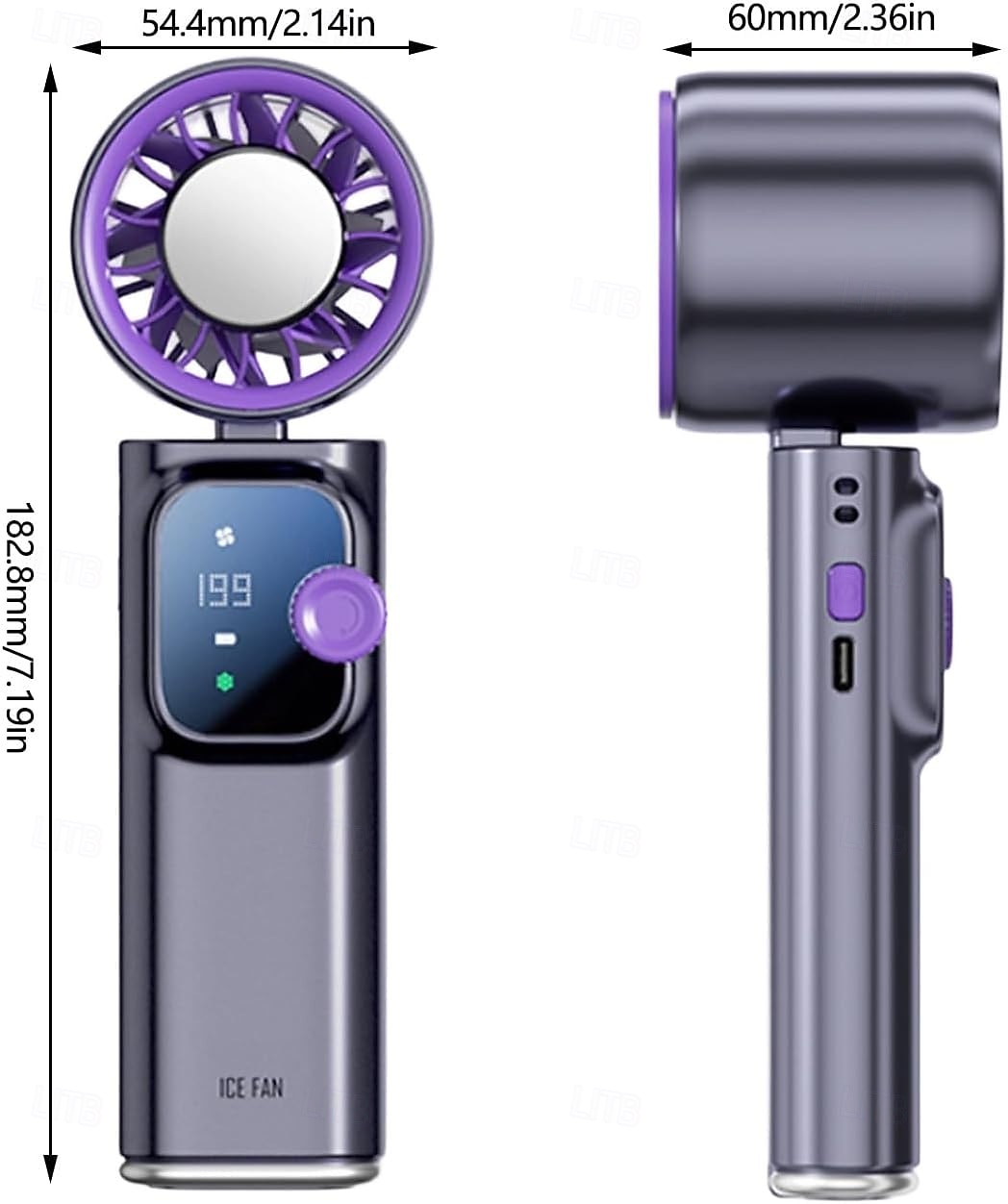 Handventilator met koelplaat, draagbare ijskoelventilator, turboventilator met 199 snelheden en digitaal display, stille, oplaadbare mini-ventilator met USB-aansluiting voor op reis, op kantoor en 2026 - $27.99 –P11