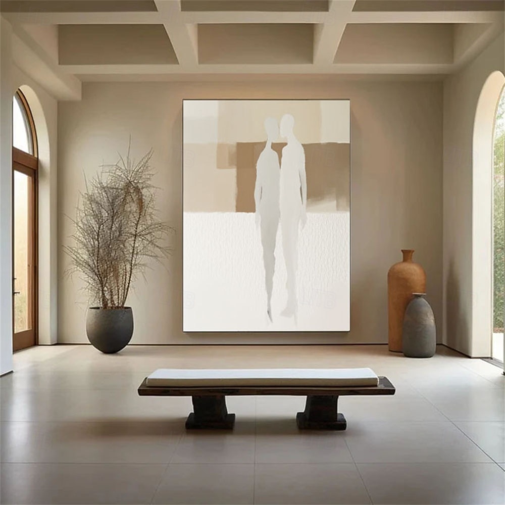 oil painting handmade Minimalist Couple Painting Abstract Love Line Canvas for Modern Romantic Decor Abstract Couple Wall Art Warm Tones Painting for Bedroom Decor 2026 - $100.99 –P5