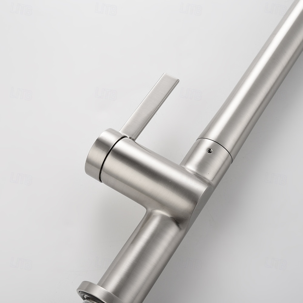 Кухонный смеситель с выдвижным распылителем, однорычажный смеситель с высоким изливом для мойки, прочная латунная конструкция, двухфункциональная распылительная головка, простая установка. 2026 - $216.99 –P21