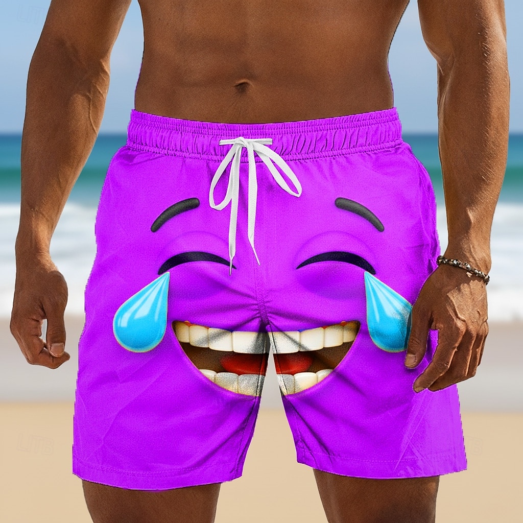 Voor heren 3D-cartoon Grappig Lach gezicht Lange zwembroeken Badpakken Zwembroeken Boardshorts Medium Taille Retro vintage Strandvakantie Zijzakken Mesh voering Elastische tailleband met trekkoord 2026 - $20.99 –P2