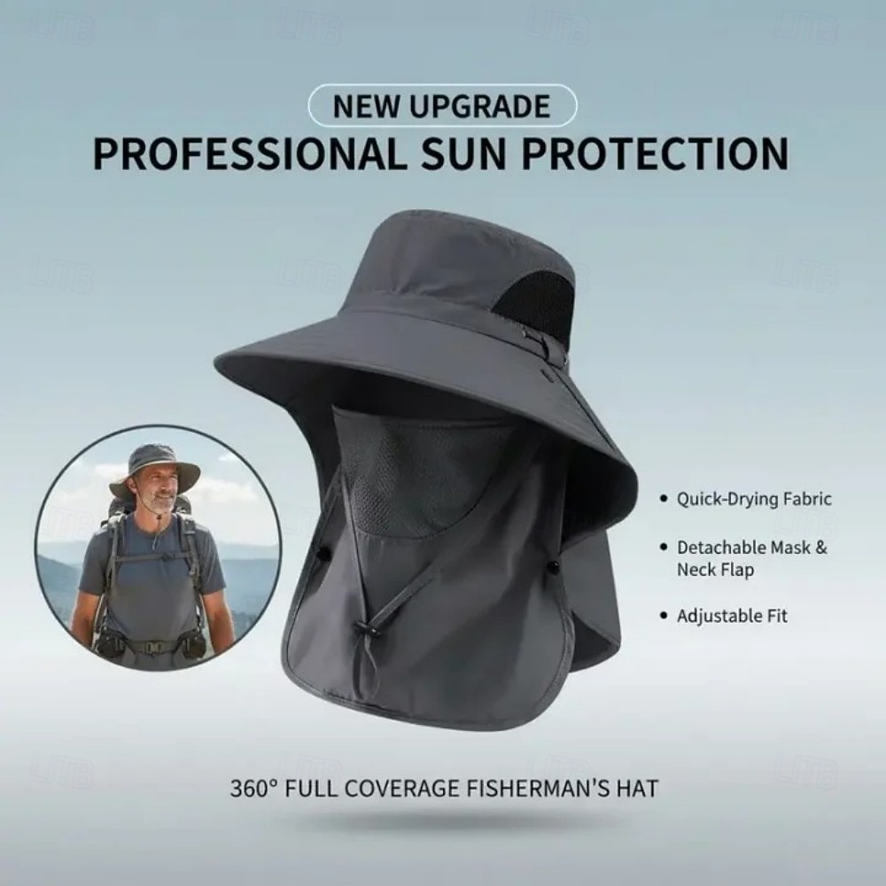 Anglerhut mit abnehmbarem Sonnenschutz, Gesichts- und Nackenschutz für den Sommer – breite Krempe, UV-Schutz, Unisex-Sonnenhut zum Wandern, Angeln und Reisen 2026 - $15.99 –P3