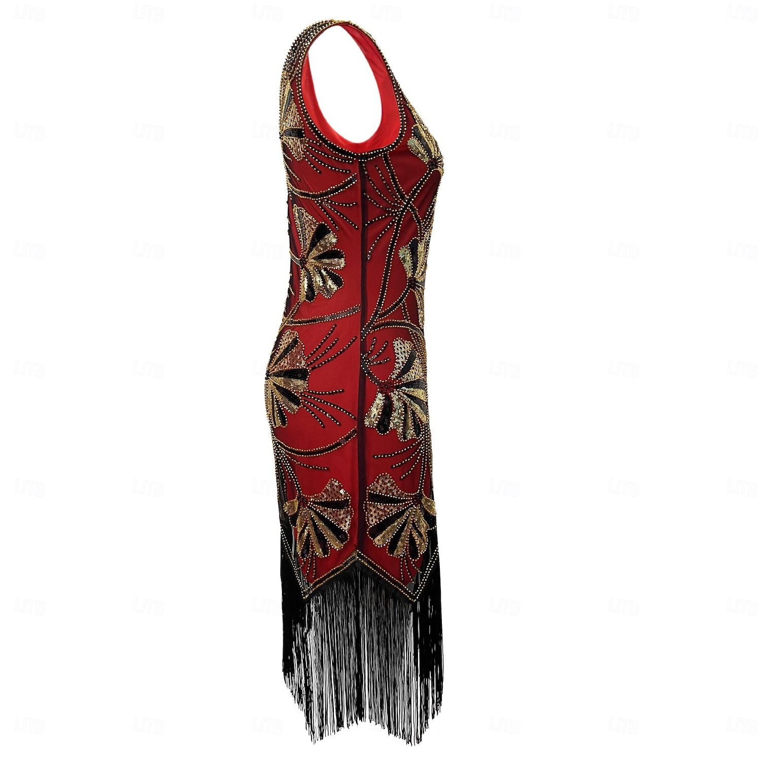 Roaring jaren '20 Jaren 1920 Retro vintage Tot de knie Flapper jurk Handschoenen Ketting Mouwloos The Great Gatsby Charleston Pailletten V-hals Kostuum Dames Halloween Carnaval Feesten & Uitgaan 2026 - $64.99 –P15