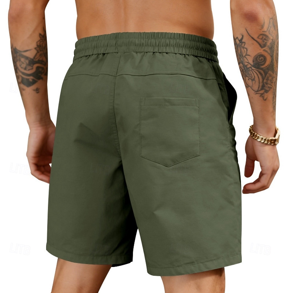 Voor heren Korte broek Casual korte broek Atletische korte broek Zak Elastische taille Effen Comfort Sneldrogend Knielengte Buiten Vakantie Modieus Streetwear blauw Zwart Inelastisch 2026 - $17.99 –P17