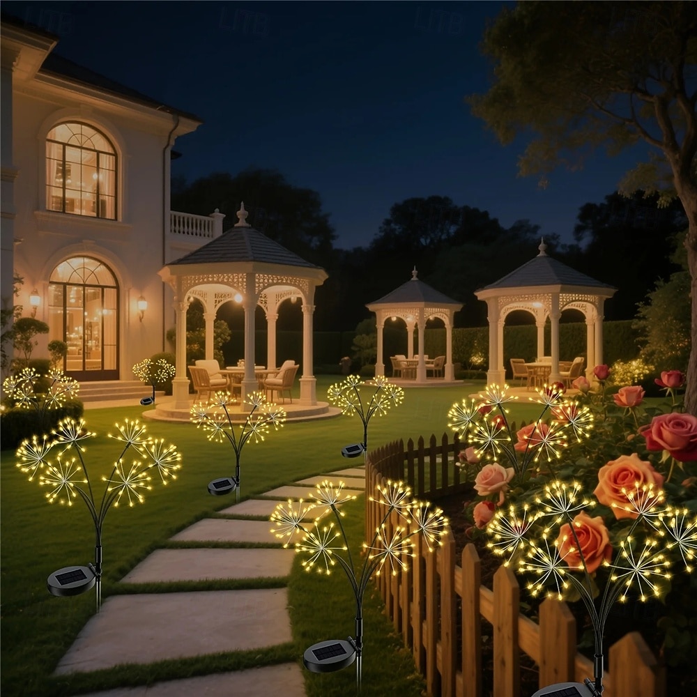 Guirlande lumineuse solaire en forme de pissenlit, effet feu d'artifice - 2 modes d'éclairage pour jardin, pelouse, camping, décoration de fête (1 pièce) de 2026 ? $19.99 –P6