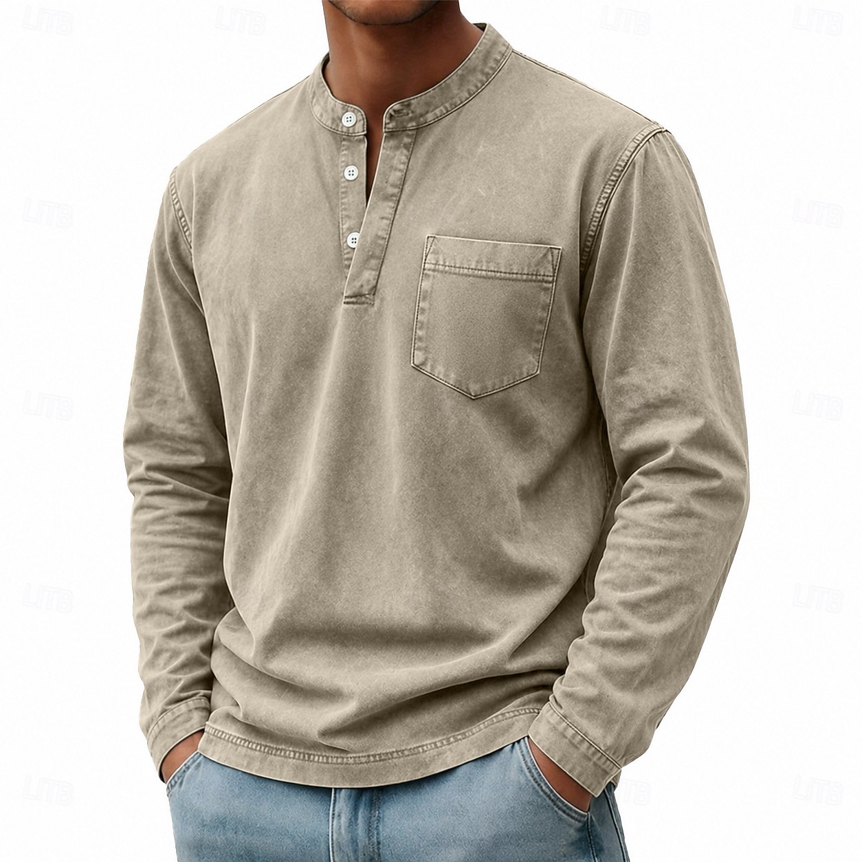 Homme Chemise Henley Chemise 100% coton délavée à l'acide T-shirt manche longue Vintage Rétro Vintage Occasionnel Le style rétro Lavé Henley Occasionnel Printemps Automne Toutes saisons Marron fonc de 2026 ? $31.99 –P18