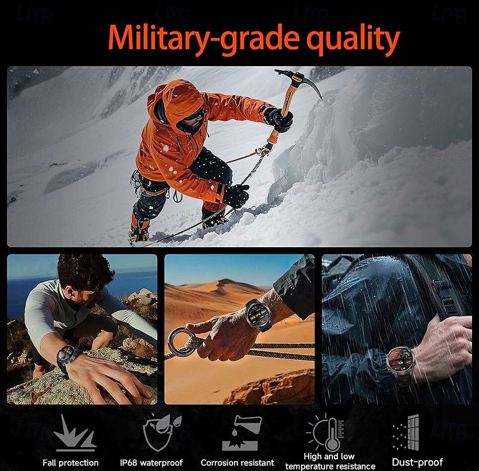 Rugged Military Smart Watch for Men with Bluetooth Call, 1100mAh Battery, LED Flashlight & Compass, IP68 Waterproof Outdoor Tactical Fitness Watch, 100+ Sports Modes Smartwatch for Android iOS 2026 - $54.99 –P7