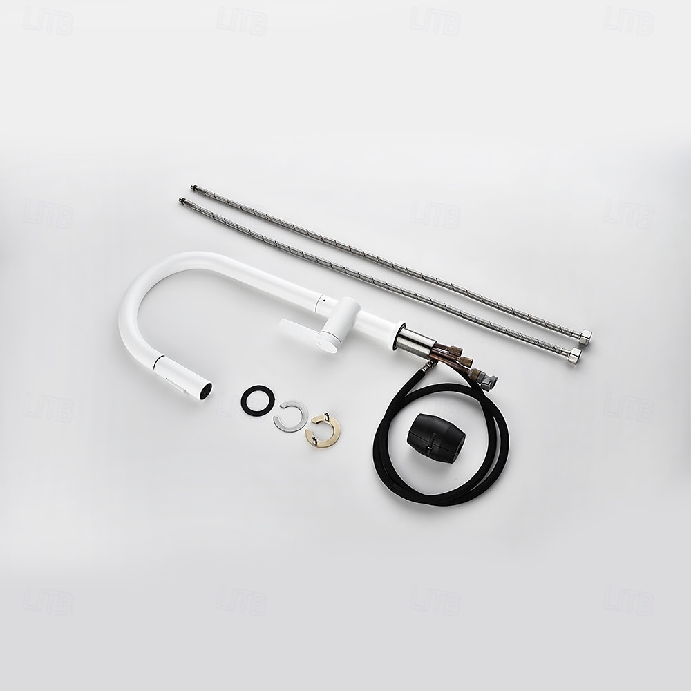 Кухонный смеситель с выдвижным распылителем, однорычажный смеситель с высоким изливом для мойки, прочная латунная конструкция, двухфункциональная распылительная головка, простая установка. 2026 - $216.99 –P29