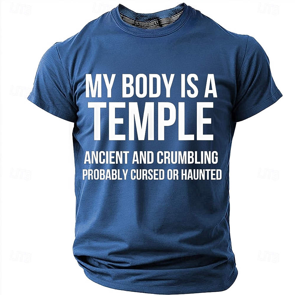 Corpul meu este un templu antic, blestemat, bântuit, tricou amuzant, sarcastic, cu umor, grafic, guler rotund, mânecă scurtă, cadou de ziua de naștere pentru el, cadou de glumă, haine de designer 2026 - $18.99 –P18