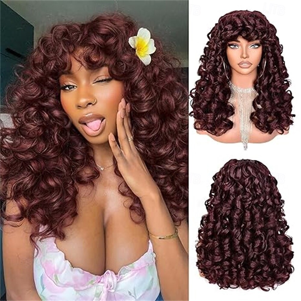 Black Curly Wig with Bangs for Black Women Long Curly Afro Wig Big Bouncy Fluffy Synthetic Fiber Glueless Hair for Cosplay and Daily 17 Inch 2026 - $32.99 –P5