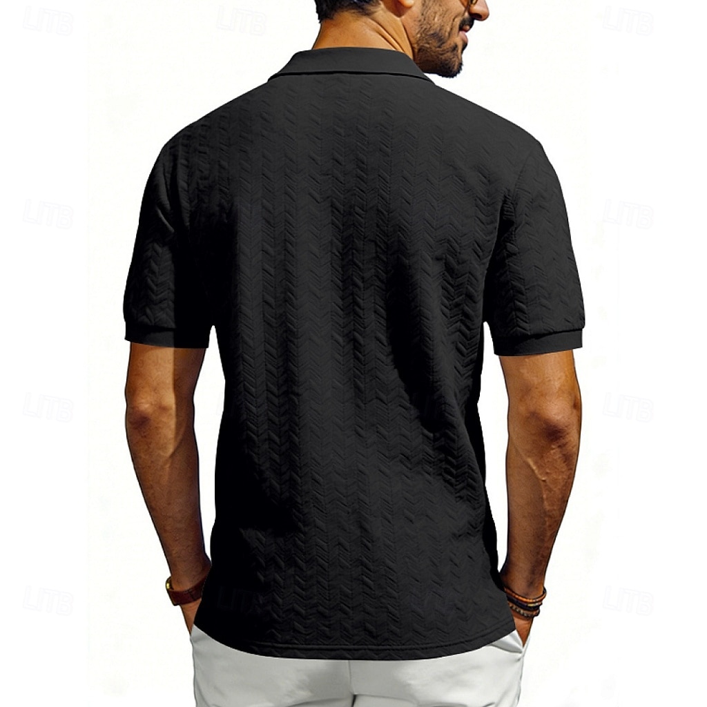 Men's Polo Polo Shirts Casual Street Lapel Short Sleeve Basic Modern Plain Lightweight Buttons Summer Spring Regular Fit Black White Khaki Dark Grey Army Green Polo 2026 - $21.99 –P18