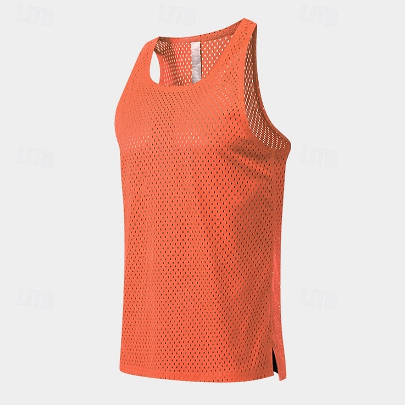 Herre Ensfarget Treningstank topp Singlet til jogging Gymtopp Sommer Vår Netting Ermeløs Hurtigtørkende Komprimering Fukttransport Pustende Treningsøkt Løp Vandring Jogge Blå Svart Hvit Sports 2026 - $16.99 –P5