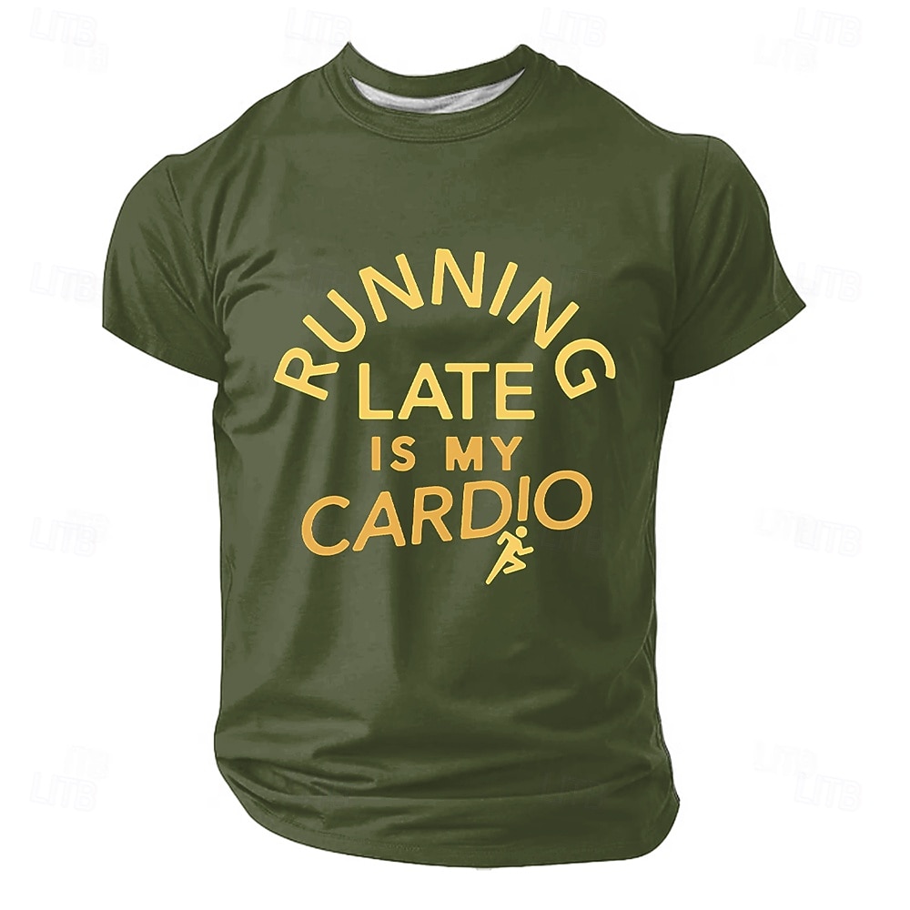 Camiseta con estampado de humor sarcástico y divertido para hombres que llegan tarde, ideal para mi entrenamiento cardiovascular. Camiseta de manga corta con cuello redondo y estampado gráfico. Ideal 2026 - $19.99 –P2