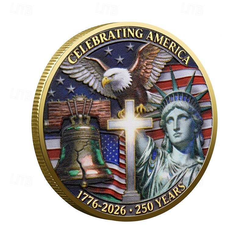 Moneta commemorativa del 250° anniversario degli Stati Uniti, moneta patriottica da collezione con campana della libertà e aquila. &Moneta commemorativa del cinquantesimo anniversario con design della del 2026 a $19.99 –P2