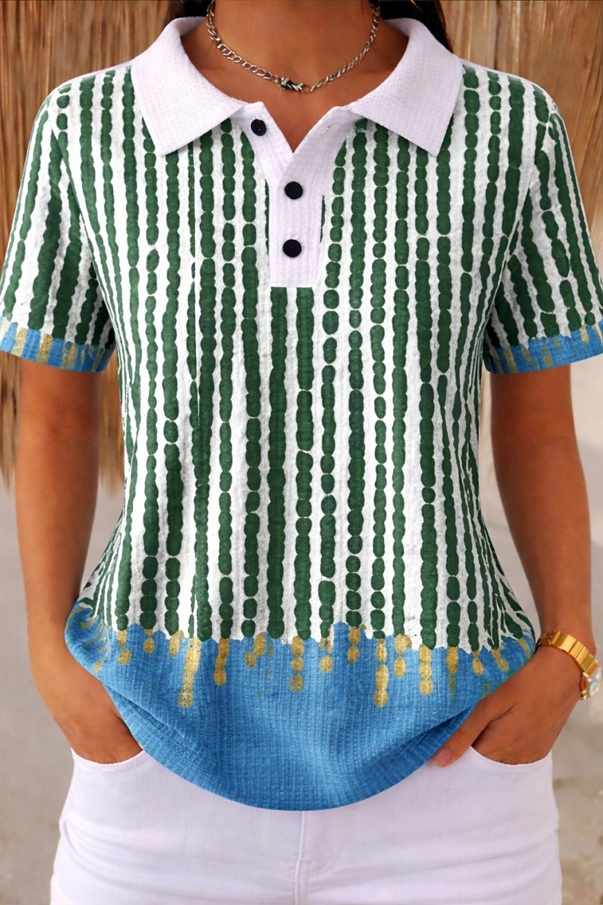 Per donna Camicia Magliette Polo a Nido d'Ape Top estivi Grafico Geometrico A Pois Vintage Elegante Senza Maniche Collo ripiegato Colletto Polo Top lunghi Matrimonio in Spiaggia Casuale Quotidiano del 2026 a $24.99 –P1