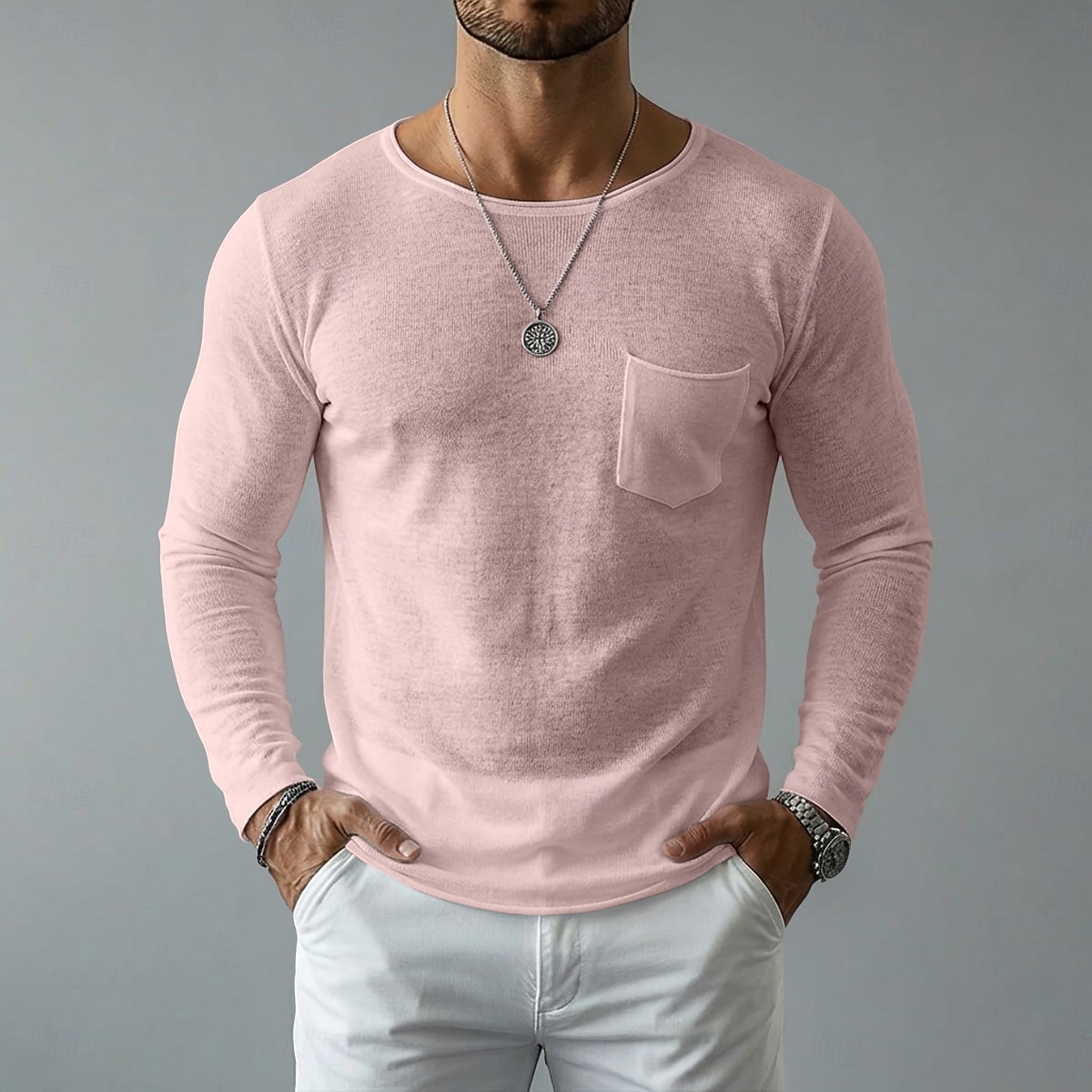 Per uomo Maglietta in lino Manica Lunga A barca Primavera & Estate Estate Primavera Tinta unica Semplice Vintage Stile Boho Casual Tasca Puro Casuale Vacanza Streetwear Blu Nero Bianco Maglietta Top del 2026 a $20.99 –P7